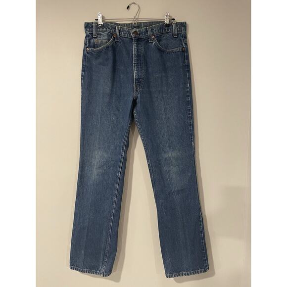 VINTAGE Levi’s Orange Tab Jeans Mens 36x34 Blue Faded 80s Boot Cut 20517 0217 - Picture 1 of 12